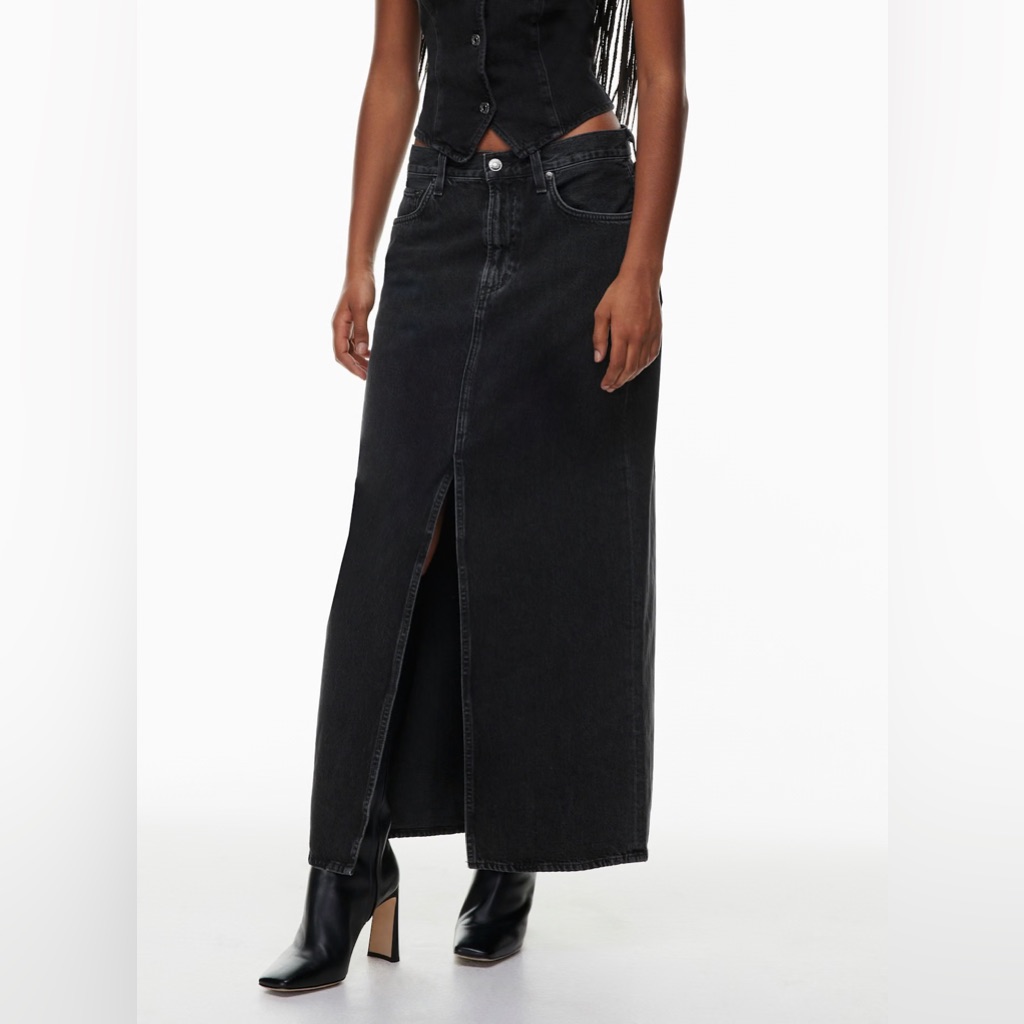 Agolde Leif Black Denim Maxi Skirt
